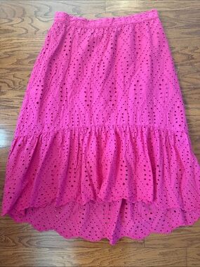 Joie pink eyelet high low midi skirt